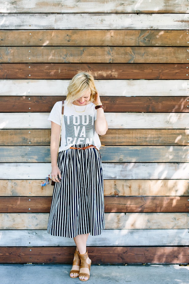 Striped midi sale