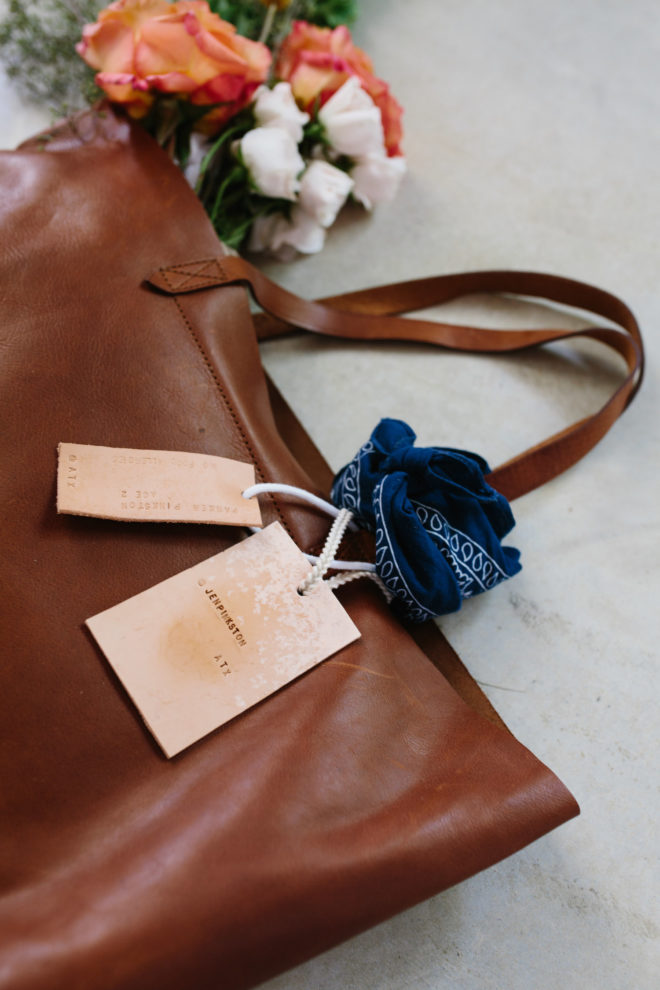 Brown Faux Leather Luggage Tags