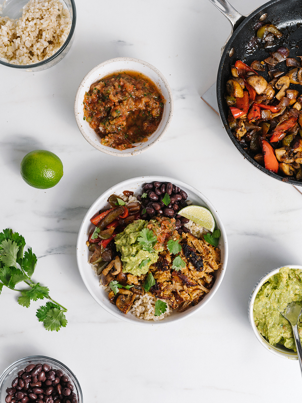 top down shot of taco bowl recipe