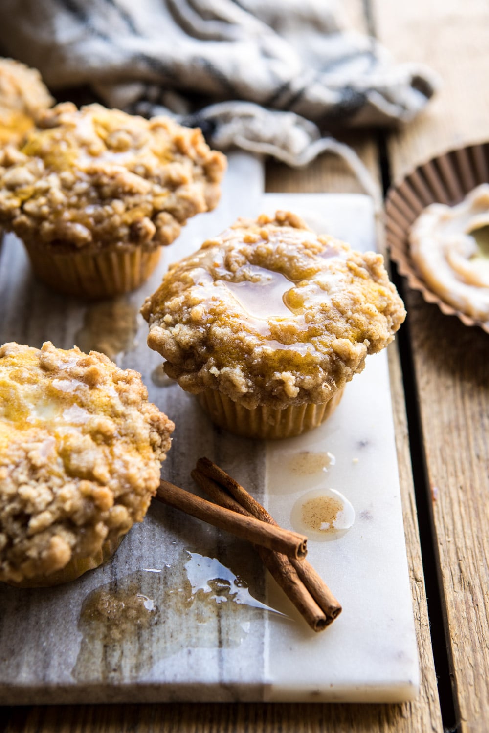 A fall recipe - pumpkin coffee muffins on a work surface