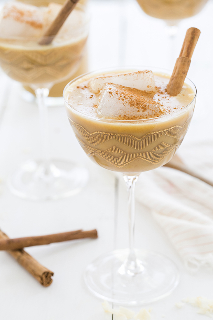 fall horchata served in a tall glass