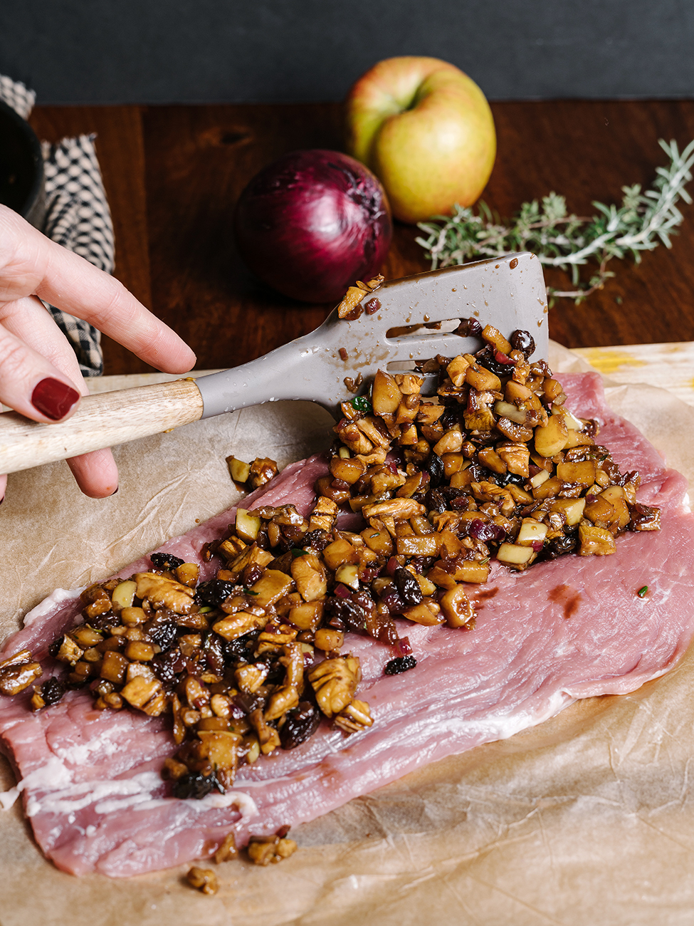 SugarBee® Apple Stuffed Pork Recipe - SugarBee® Apples