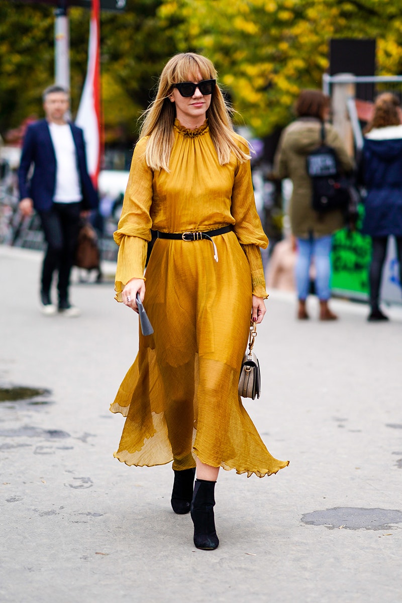 mustard dress with boots