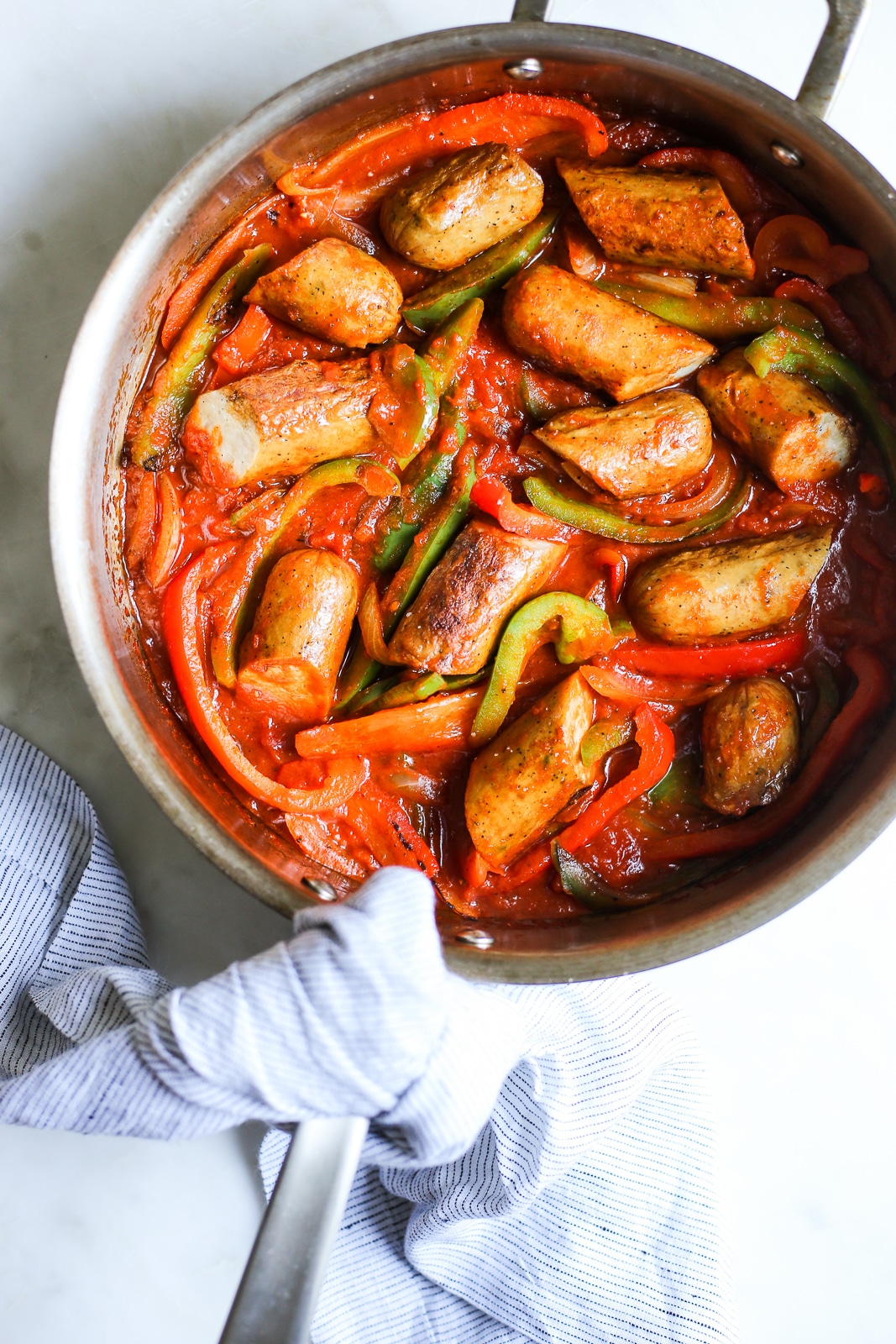 A red meal in a skillet