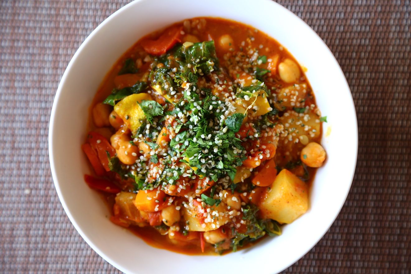 Vegetable curry served in a bowl for a weeknight meal idea