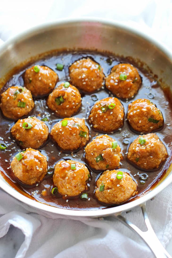 Meatballs in a skillet