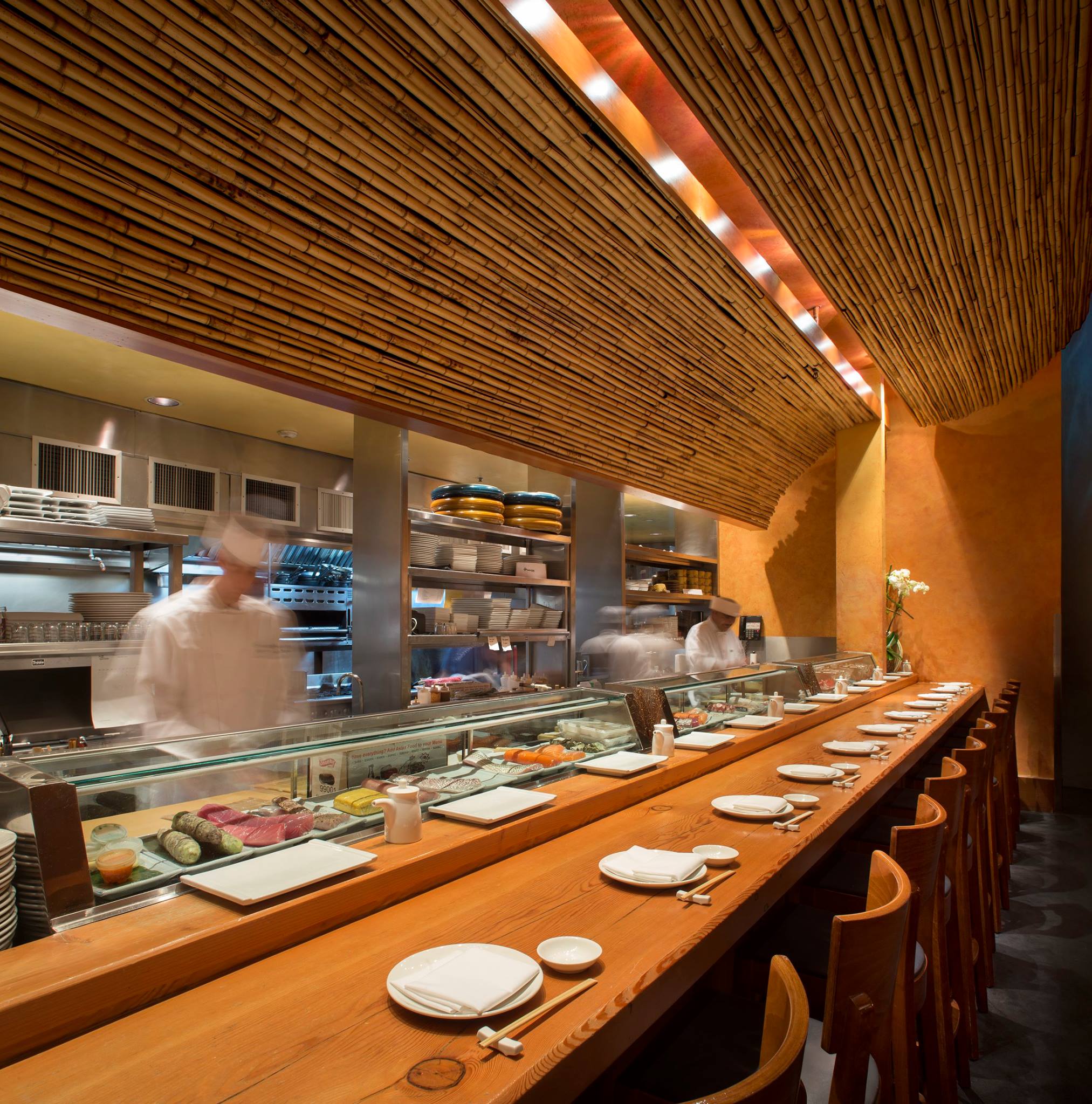 a long table in restaurant