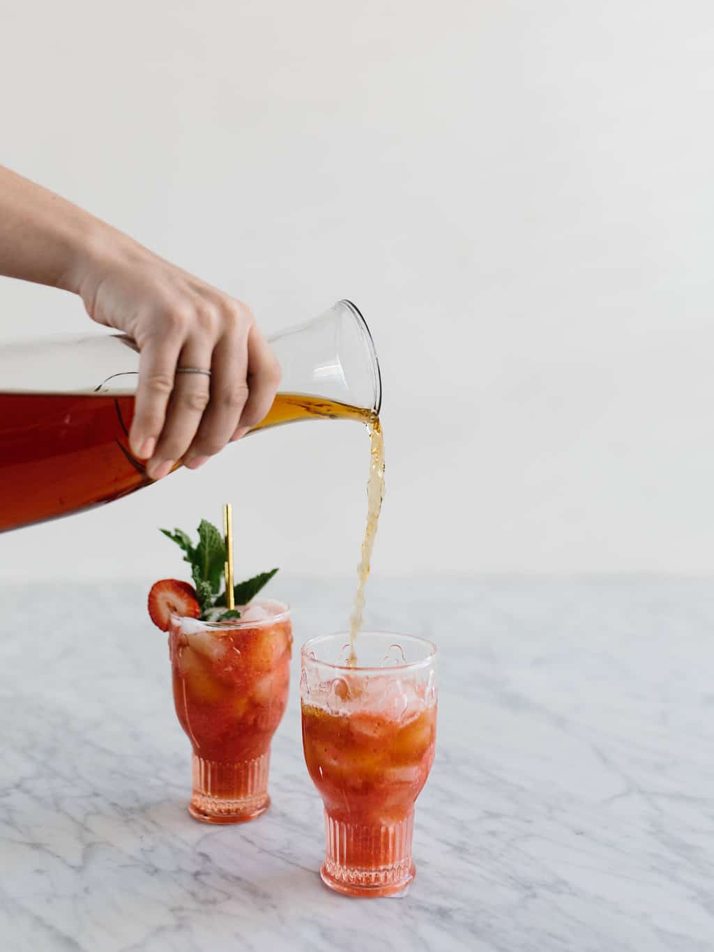 Bourbon Strawberry Mint Tea Cocktail